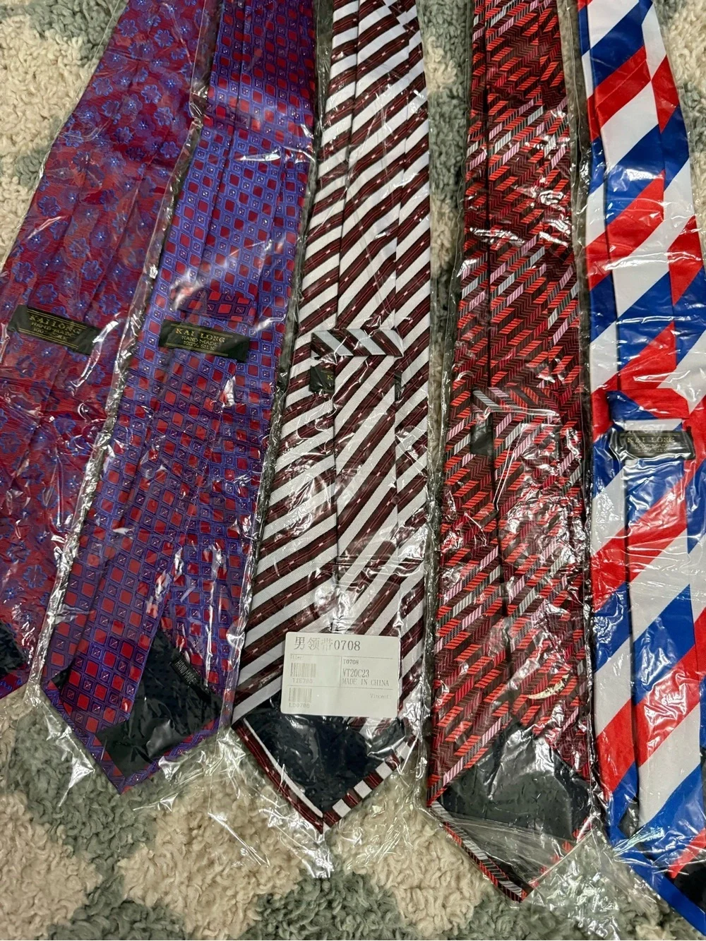 KAI LONG 100% silk handmade bundle lot of five men’s neckties career workwear